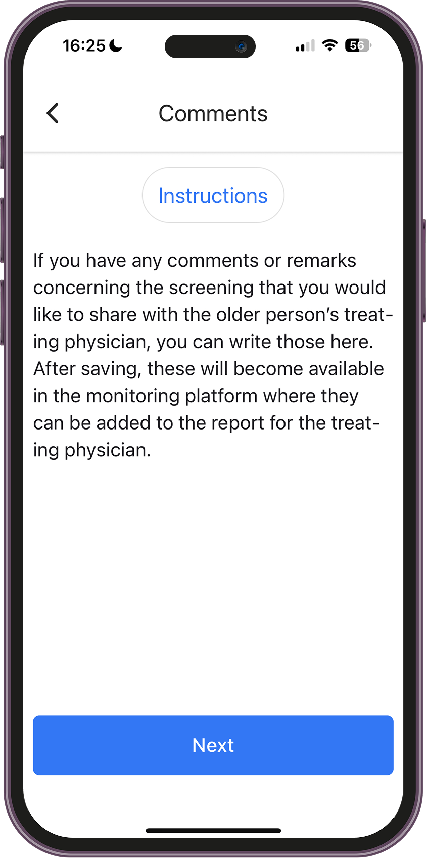 Comments about the testing 1