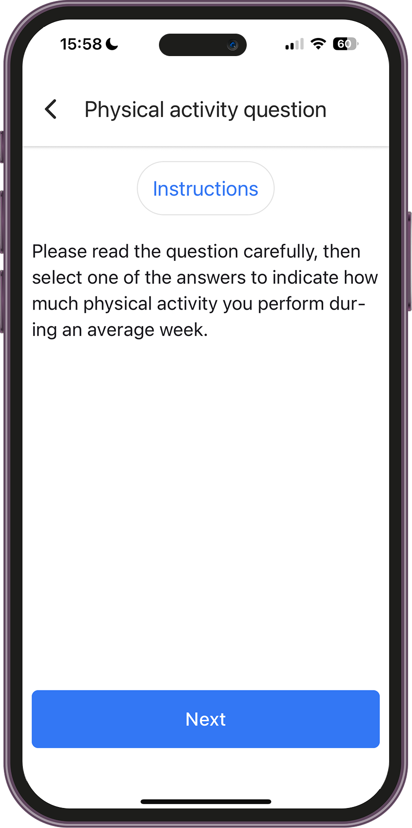Physical activity questionnaire 1