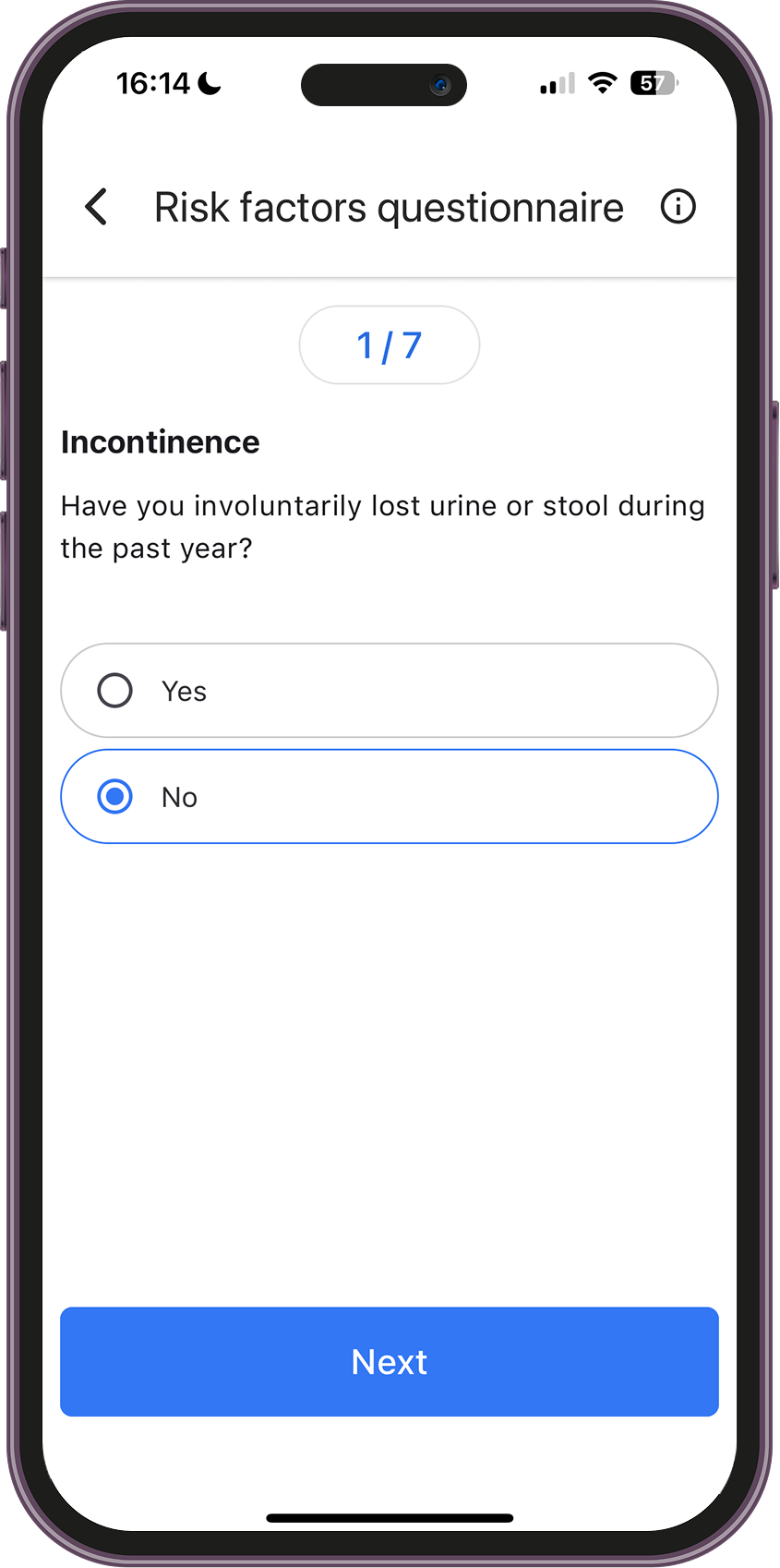 Risk factors questionnaire 2