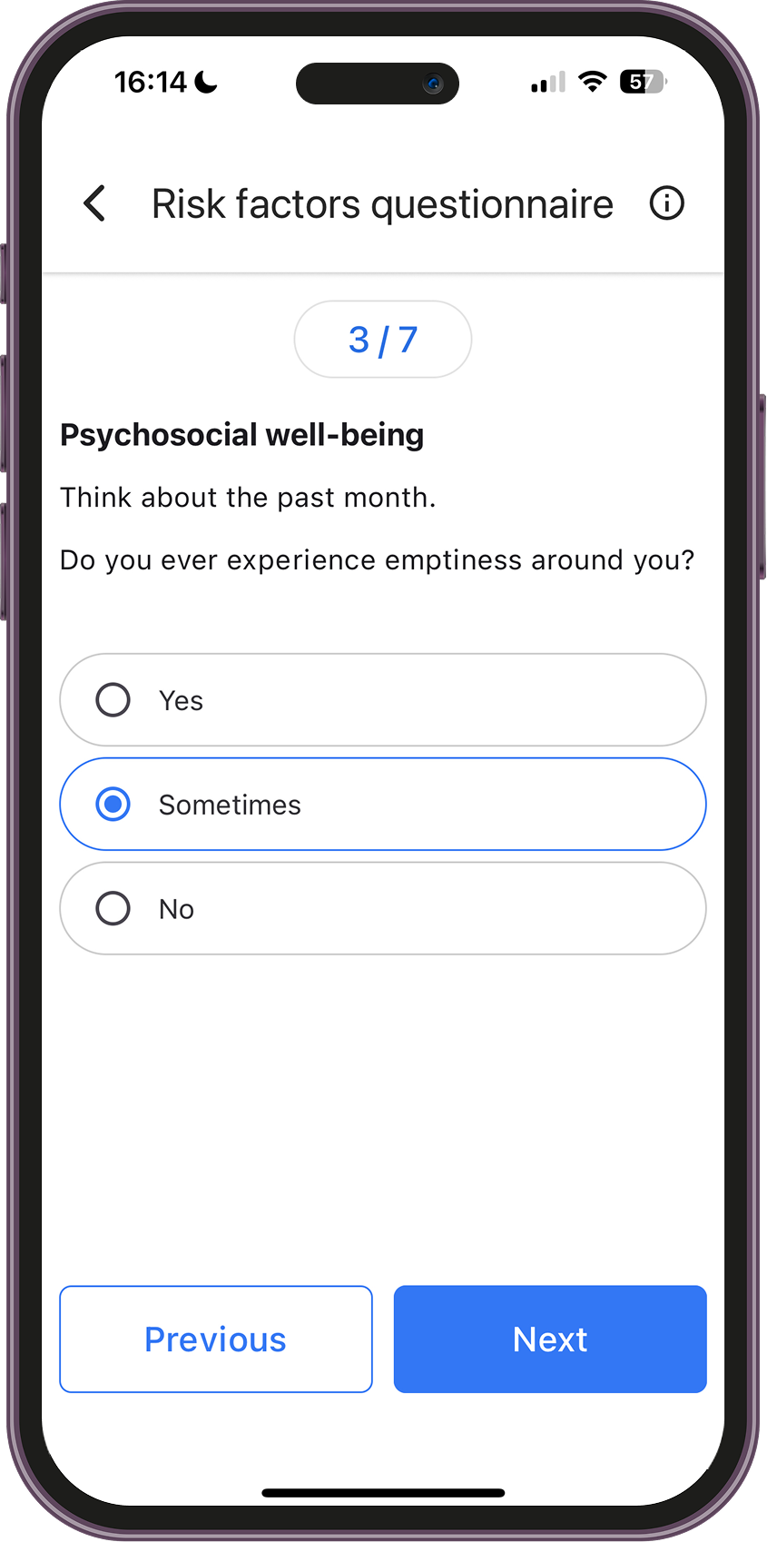 Risk factors questionnaire 3