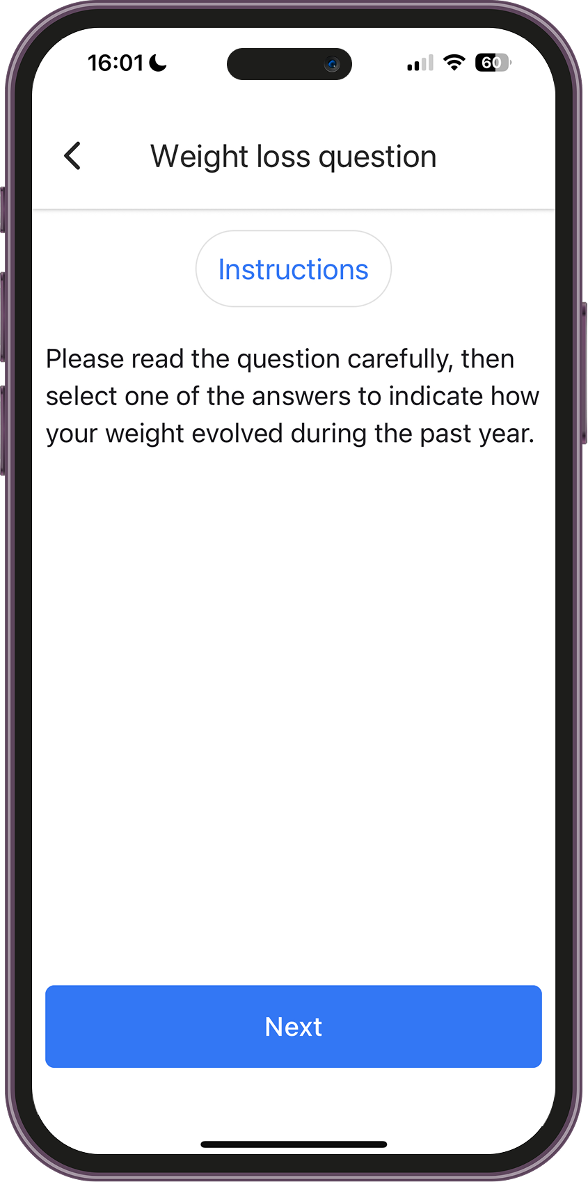 Weight loss questionnaire 1